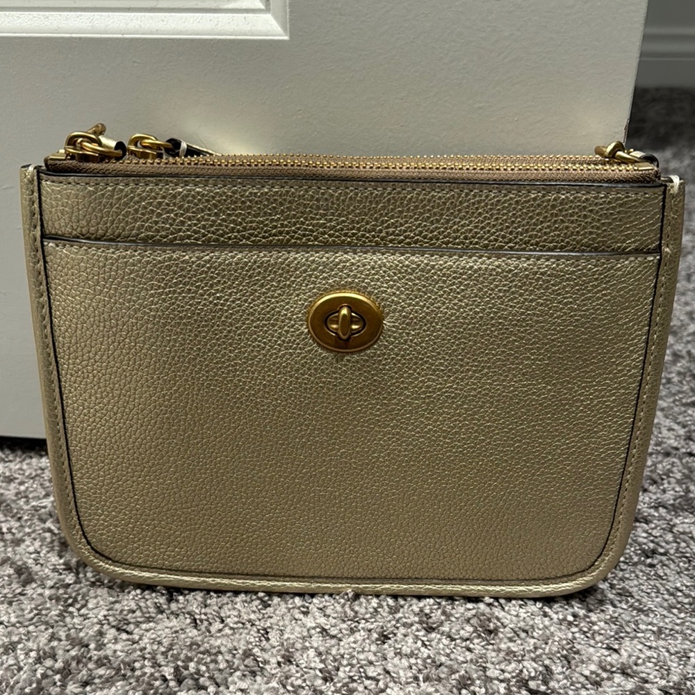 Gold Leather Crossbody Bag